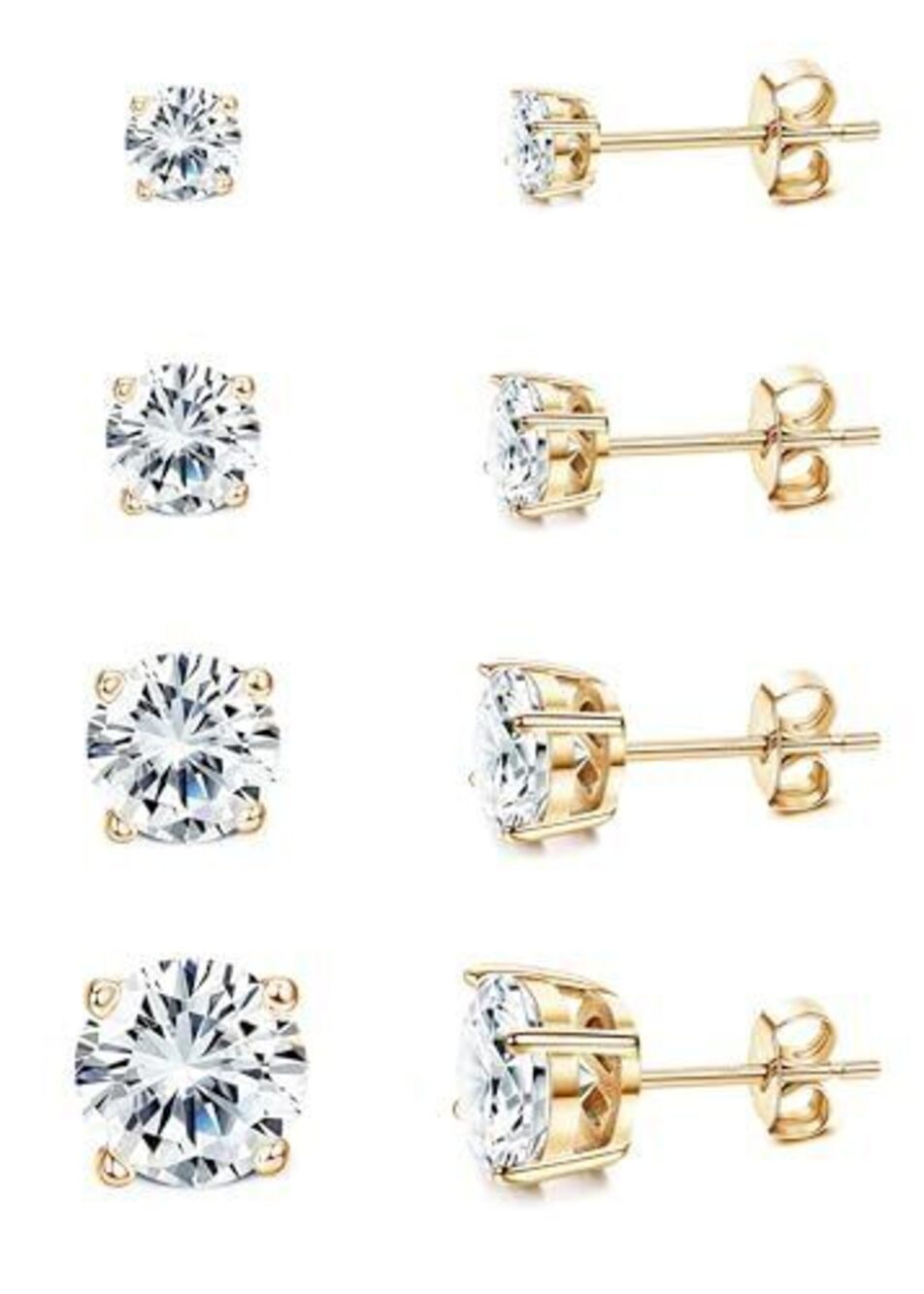 5183 Cubic Zirconia Stud Earrings | 18K Gold Plated Hypoallergenic Sterling